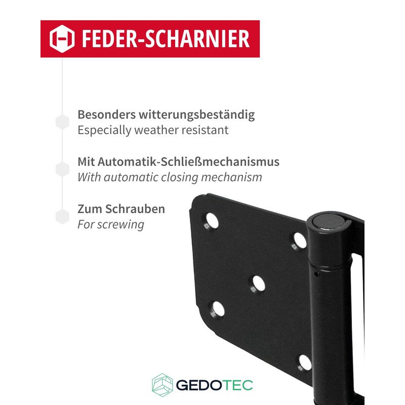 Gedotec Self-closing hinges for screwing on, 1 piece, black door