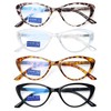 EYEURL 4-Pack Reading Glasses for Women-Cat Eye Blue Light Blocking