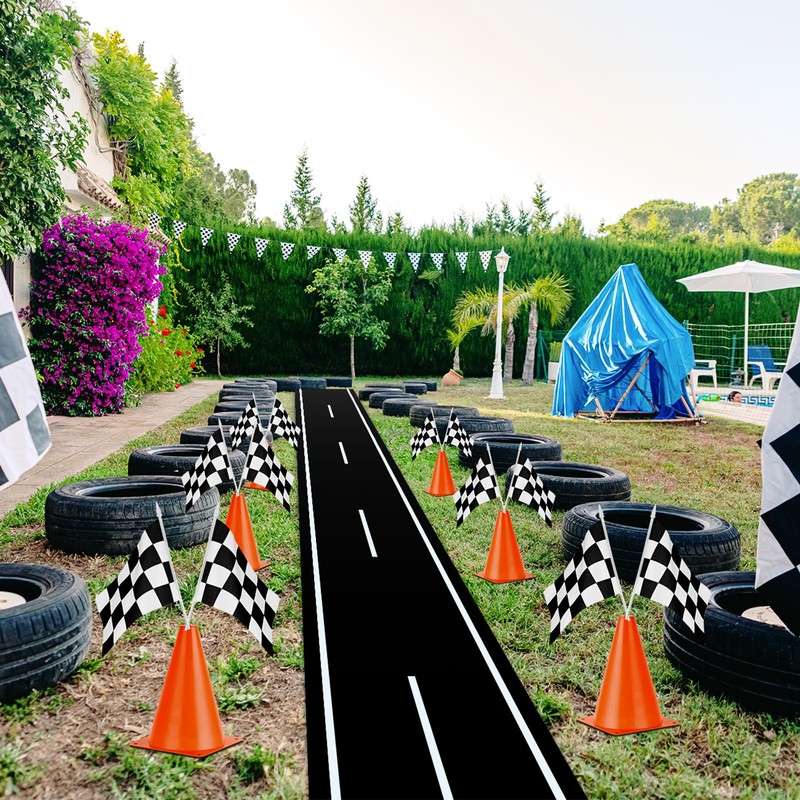 Remagr Racetrack Floor Running Black Racer Party Decoration Mat Road