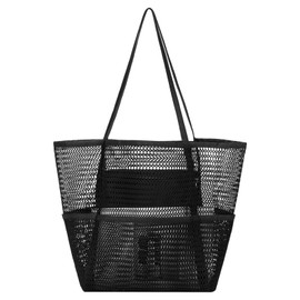 SUIKIHUM Beach Tote Bags for Womens, Causal Pool Bags for Mom Travel Swimming Vacations Beach Essentials Family Picnic, Black