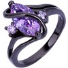 Black Gold Plated Oval Shape Austrian Crystal Stone Promise Statement