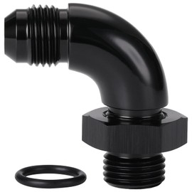 Podavelle 6AN Male Flare to 6AN -6 ORB O-ring Boss 90 Degree Full Flow Fitting Adapter Aluminum Black
