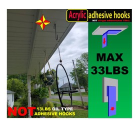 33lbs Adhesive Sticky Hooks for Hanging on Wall or Ceiling, Heavy Duty, Traceless, No Damage(10pcs)