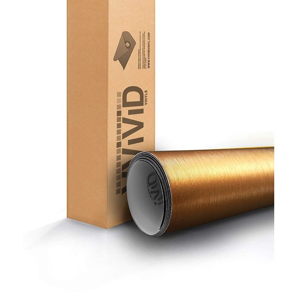 VViViD Gold Brushed Metallic Steel Vinyl Wrap Roll with Air Release Technology (1.5ft x 5ft)