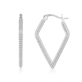 ALEXCRAFT Earrings Gold Silver Hoop Earrings Square with Zirconia 14K Golden Earrings Women's Gift for Women Girlfriend Mum Girls, Brass