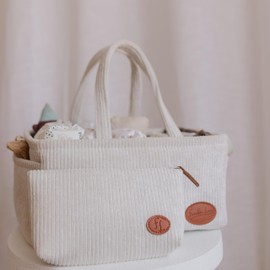 Frankie Lane baby diaper caddy organizer - Car diaper caddy, portable tote nappy bag storage for your nursery, changing table. Essential for newborns Registry must haves shower basket diaper bin