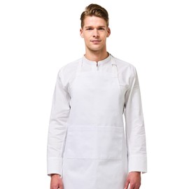 a mont Soft Neck Chef Apron, Bid Apron, Cotton Apron, 2 Pocket, AA2042 White