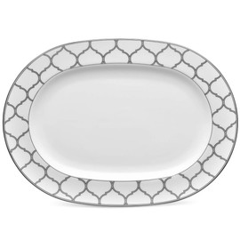 Noritake Eternal Palace Platter, Oval, 14" in Grey/White