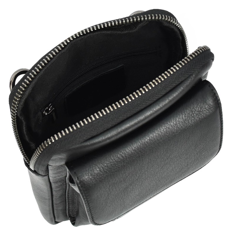 Men's Genuine Leather Multi-Pocket Travel Money Organiser Pouch HLG295 Black