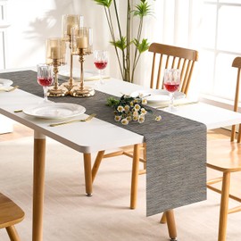 LRartdeco Modern Table Runner Black Grey Table Runner Washable Heat-Insulated PVC Table Runner Table Decoration for Indoor and Outdoor Table Decoration 30 x 135 cm
