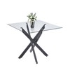 Gnrolaz 36'' Square Glass Dining Table for 2-4, X-Shape Black