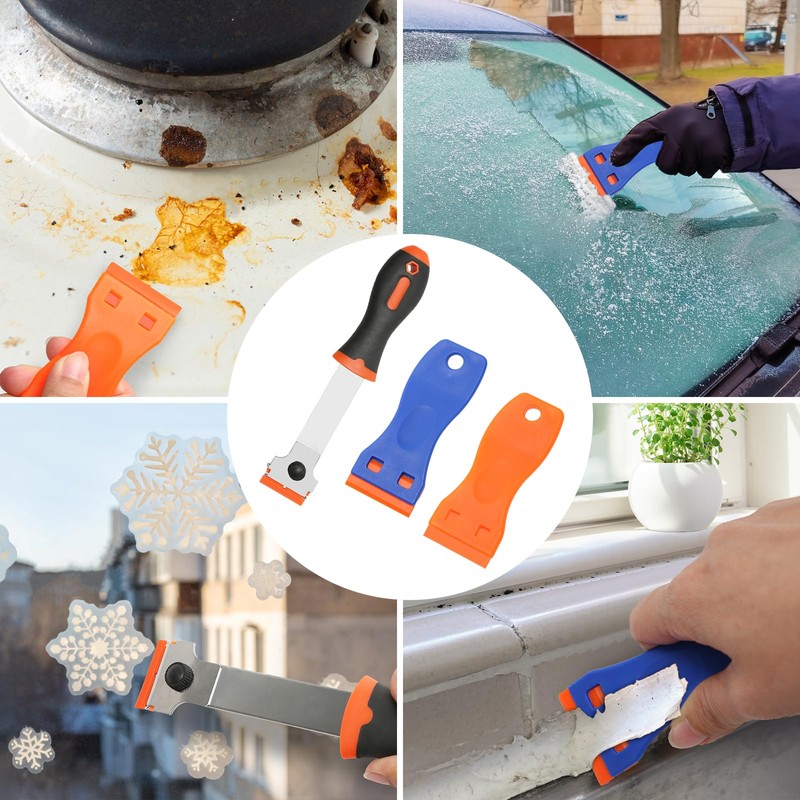 Cleaning Scraper Tool Set, 3PCS Scraper Tool with 30 Pcs