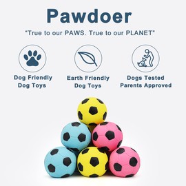 Pawdoer Squeaky Dog Ball, Soft Latex Rubber Squeaky Dog Toys for Small Dogs Puppies, Cute Bounce Squeak Toys Play Fetch Soccer Ball