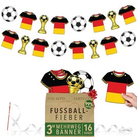 Premium Reusable Germany Fan Items - 16-Piece Bunting World Cup 2026 - 3 m Double-Sided Paper Germany Garland - World Cup Decoration 2026 in Sturdy Kraft Paper Envelope