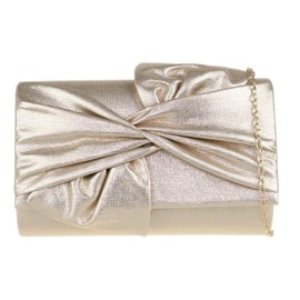 Girly Handbags Large Bow Clutch Bag, gold