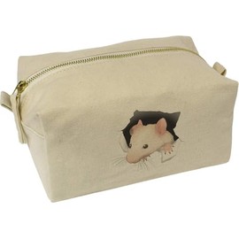 'Mouse Through Hole' Canvas Wash Bag/Makeup Case (CS00044071)