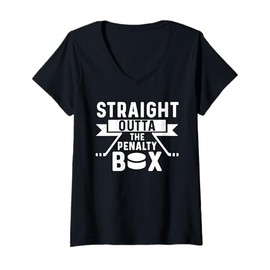 Womens Funny Ice Hockey Player Straight Outta The Penalty Box V-Neck T-Shirt