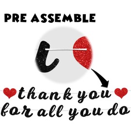 COOSOAR Thank You Banner Red and Black Heart Theme Decor 5.9ft for National Nurses Day & Thank You Parties