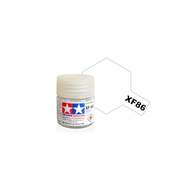 Tamiya Acrylic Mini XF-86 Flat Clear 10ml Paint Bottle