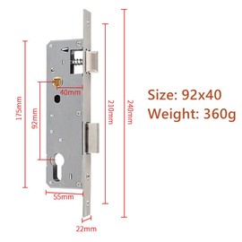 FarDeer Door Centre Gearbox - 92mm Center 30mm，35mm，40mm， Backset Lock Body, Backset Lock Case Gear Box Single Spindle (92-40)