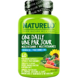 NATURELO Multivitamin for Men 50+ - One Daily, 60 Vegetarian Capsules | Vitamins, Minerals & Organic Whole Foods, Boost Energy and Health, Non-GMO