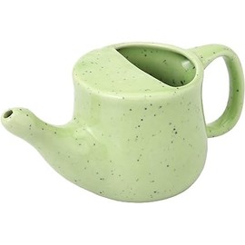 Anicent Impex Ceramic Neti Pot, Spill Proof with 5 Sachets Neti Salt - Green Frackle Color, Holds 400 ML (13.5 FL Oz)