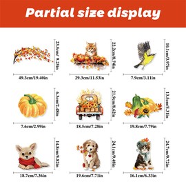 93PCS Erntedankfest Fensteraufkleber,Blätter Thanksgiving Fenster Aufkleber,Thanksgiving Ernte Fensterbilder Tiere Blätter Fensterabziehbild für Haus Party Laden Glas Fenster Anzeige Dekoration