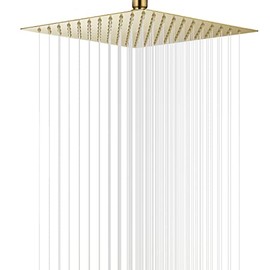 Cabezal de Ducha Cuadrado de Acero Inoxidable Cepillado Dorado de 10 Pulgadas, Cabezal de Ducha Tipo Lluvia, diseño Ultrafino, Mejor Aumento de presión.