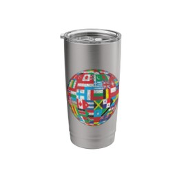WORLD COUNTRY FLAGS GLOBE MAP TRAVELER GEOGRAPHY Stainless Steel Insulated Tumbler