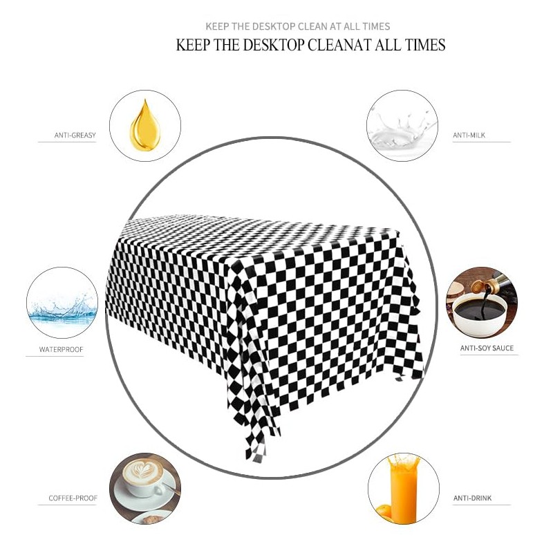 3 Pack 108" X 54" Black and White Rectangular Checkerboard