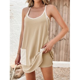 Fisoew Womens Tennis Dress Casual Athletic Sleeveless Summer Romper Dress with Built in Shorts