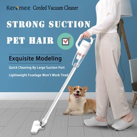 KEROMEE Stick Vacuum Cleaner, Corded Handheld Vacuum Cleaner Mini Electric Broom for Pet Hair Hardwood Floor Cat Litter Carpet Cleaning (16ft-Cord)