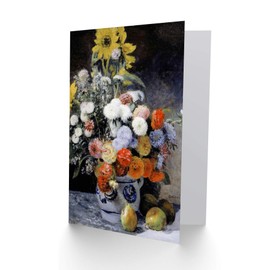 Artery8 Renoir Mixed Flowers In An Earthenware Pot Fine Art Greeting Card Plus Envelope Blank Inside