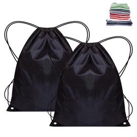 SiHuiTu Drawstring Bags, Swim Bag PE bags for kids Waterproof Swimming Sports Back Pack Drawstring Gym Bag Suitable for School Beach Travel (Black 2pcs)