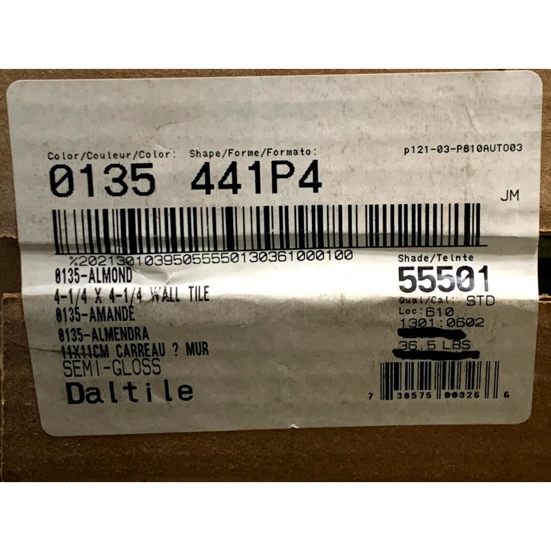 Daltile New Daltile Ceramic 4 1/4 x 4 1/4 Almond