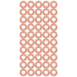 50Pcs Copper Washer Kit Flat Crush Sealing Gasket Set Gasket Retaining Rings Industrial Fastening Hardware Components for Boat Injector Nozzle FS060077