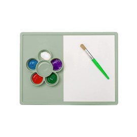 ezpz Play Mat - 100% Silicone Suction Placemat for Toddlers + Preschoolers - Flower Compartment - Dishwasher Safe (Sage)
