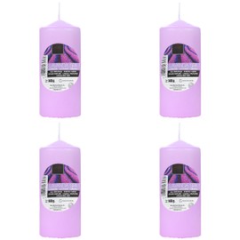 Pack of 4 Scented Candles Lavender Purple Pillar Candles 11 x 4.7 cm Scented Taper Candles 25 Hours Burning