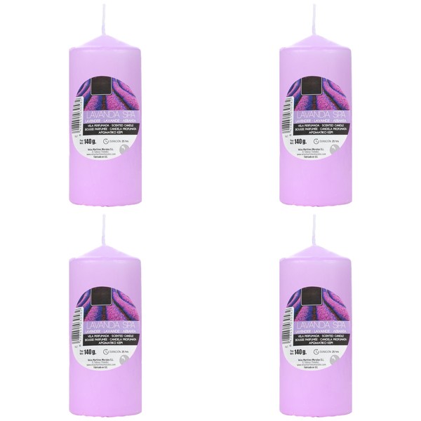 Pack of 4 Scented Candles Lavender Purple Pillar Candles 11