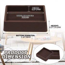 suiwotin 8pcs 2" Caster Cups, Rubber Caster Cups, Non Skid Furniture Grippers, Square Furniture Pads Floor Protectors for Bed Sofa Table Chair (Brown)