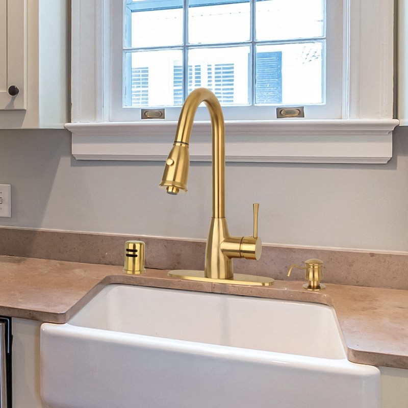 Akicon Brushed Gold Brass Finish Kitchen Dishwasher Air Gap Cap,