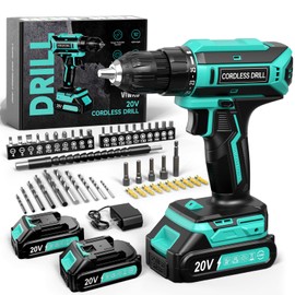 Cordless Drill, 20V MAX Power Drill Set with Dual Power Pack & Charger, 3/8 Inch Keyless Chuck, Variable Speed, 25+1 Position and 56PCS Bits/Screws, Power Tools for Home Projects