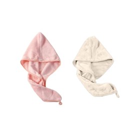 2 Pack Microfiber Hair Towel Wrap,Hair Drying Towel with Button, Towel Turban,Head Towel to Dry Hair Quickly (2 Colors, One Size)