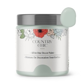 Country Chic All-in-One Chalk Paint for Furniture, Cabinets, Home Decor, Eco-Friendly, Matte Finish, Built-In Primer & Top Coat for Wood, Metal - No Wax Needed (Happy Hour (Mint Green), Sample (4 oz)) -