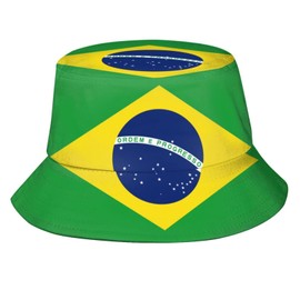 Cute Brazil Brazilian Flag Bucket Hat Packable Fashion Sun Cap Outdoor Fisherman Hat for Women Men Boys Girls