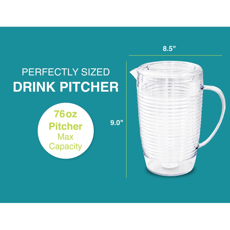 Arrow Home Products Clear Plastic Beverage Pitcher with Lid, 76