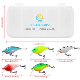 TUXIBIN 5Pcs Topwater Fishing Lure Set 5.5cm 7g Fishing Hook Rotating Tail Fishing Tackle Bait for Freshwater Saltwater Carp Bass Pike, etc TXB5-4