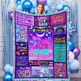 Robadyme 13 Year Old Girl Birthday Gift Ideas Throw Blanket, 13th Birthday Gifts for Girls, Happy 13th Birthday Decorations, Best Birthday Gifts for 13 Year Old Girls Daughter Bestie Sister 50" x 60"