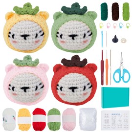 ACRNIGHEET 4PCS Cat Crochet Kit Crochet Kit for Beginners DIY Crochet Animal Kit with Step-by-Step Tutorials and Accessories Crochet Starter Kit Learn to Crochet Kits for Adults Handicraft Enthusiasts