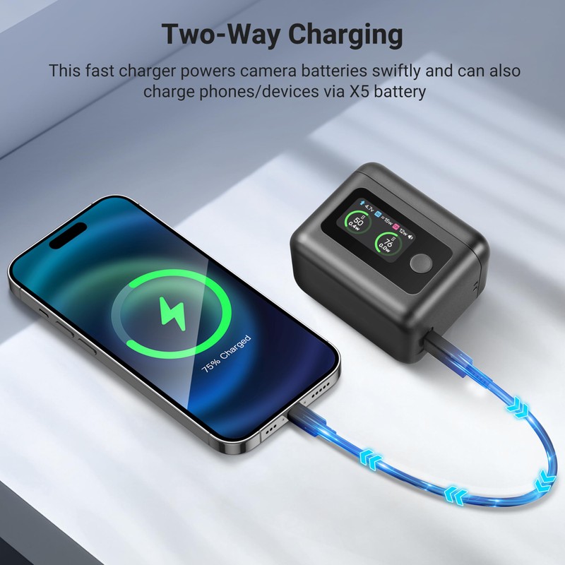 Battery Charger for Insta360 X5, Smart Fast Charge Case for